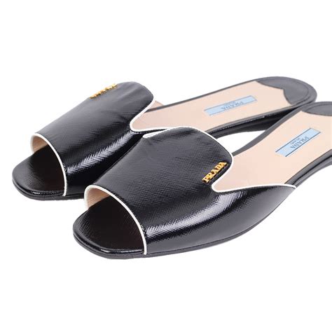 prada saffiano slides|Black Saffiano leather slides .